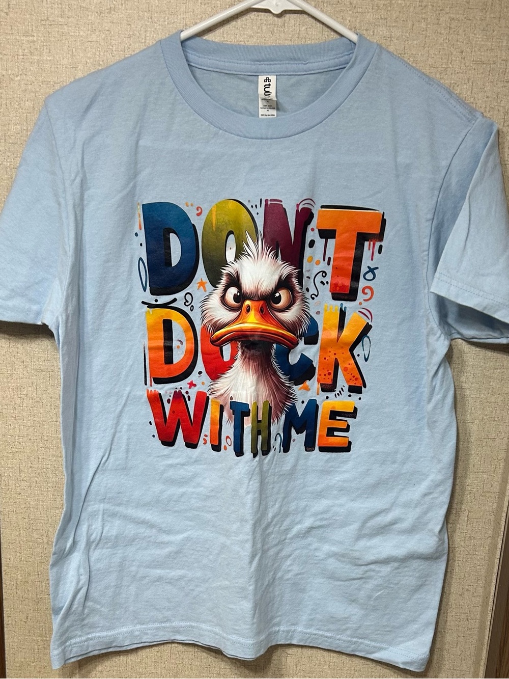 Tultex Light Blue "Don't Duck With Me" Graphic Tee